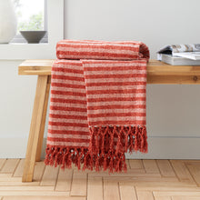 Load image into Gallery viewer, Stripe Chenille Throw - Terracotta
