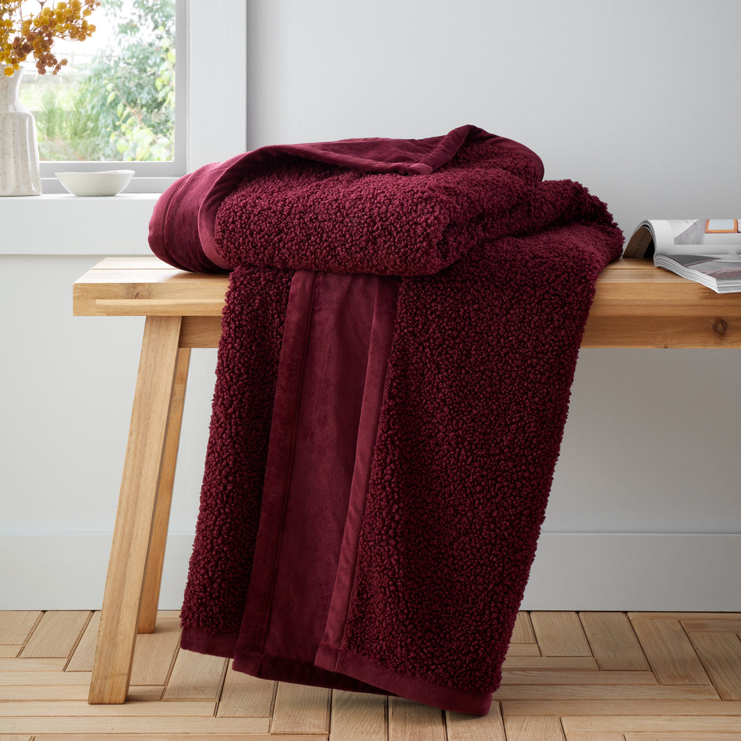 So Soft Velvet Boucle Throw - Damson