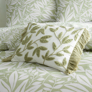 Tufted Sorrel Leaf Filled Cushion - Green