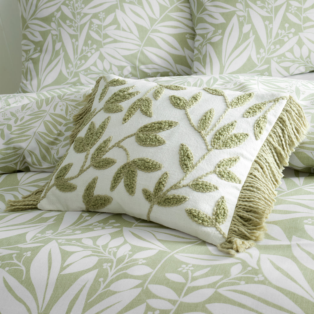 Tufted Sorrel Leaf Filled Cushion - Green