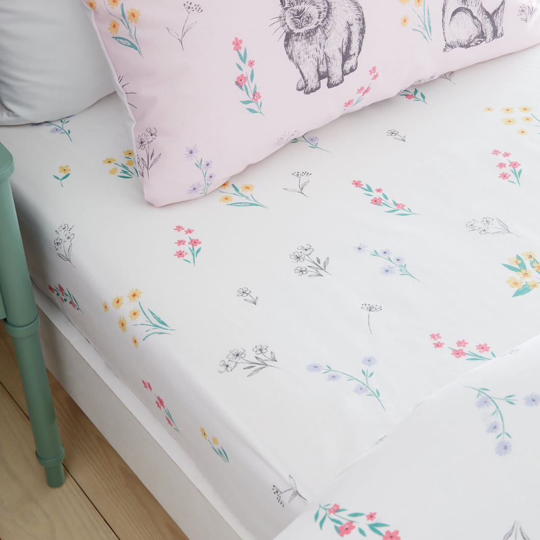 Bunny Tails Ditsy Flowers Fitted Sheet