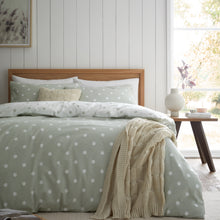 Load image into Gallery viewer, Brushed Polka Dot Duvet Set - Sage Green
