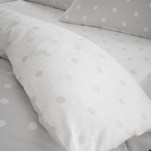 Load image into Gallery viewer, Brushed Cotton Polka Fitted Sheet - Grey
