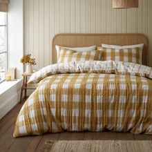Load image into Gallery viewer, Brushed Seersucker Gingham Duvet Set - Caramel
