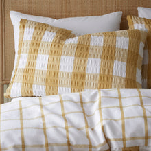 Load image into Gallery viewer, Brushed Seersucker Gingham Duvet Set - Caramel
