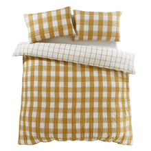 Load image into Gallery viewer, Brushed Seersucker Gingham Duvet Set - Caramel
