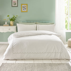 Scallop Border Duvet Set - Green