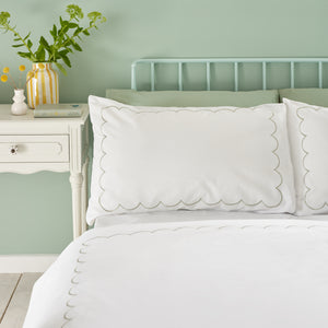 Scallop Border Duvet Set - Green