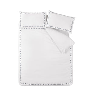 Scallop Border Duvet Set - Navy
