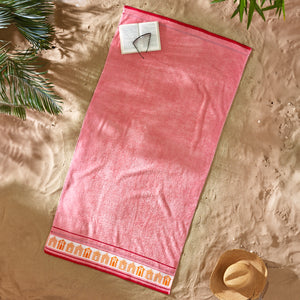 Beach Huts Extra Large Towel - Coral