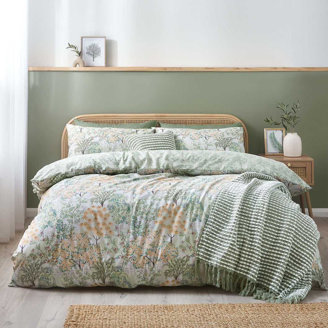 Forest Blossom Duvet Set - Green