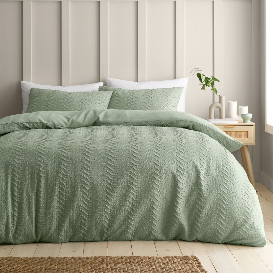 Heatset Wave Duvet Set - Mint Green