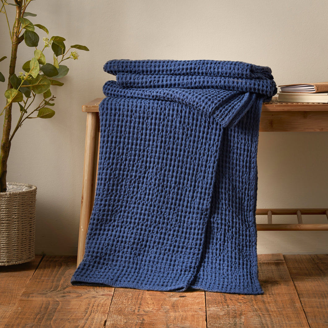 Jaipur Waffle Throw - Navy