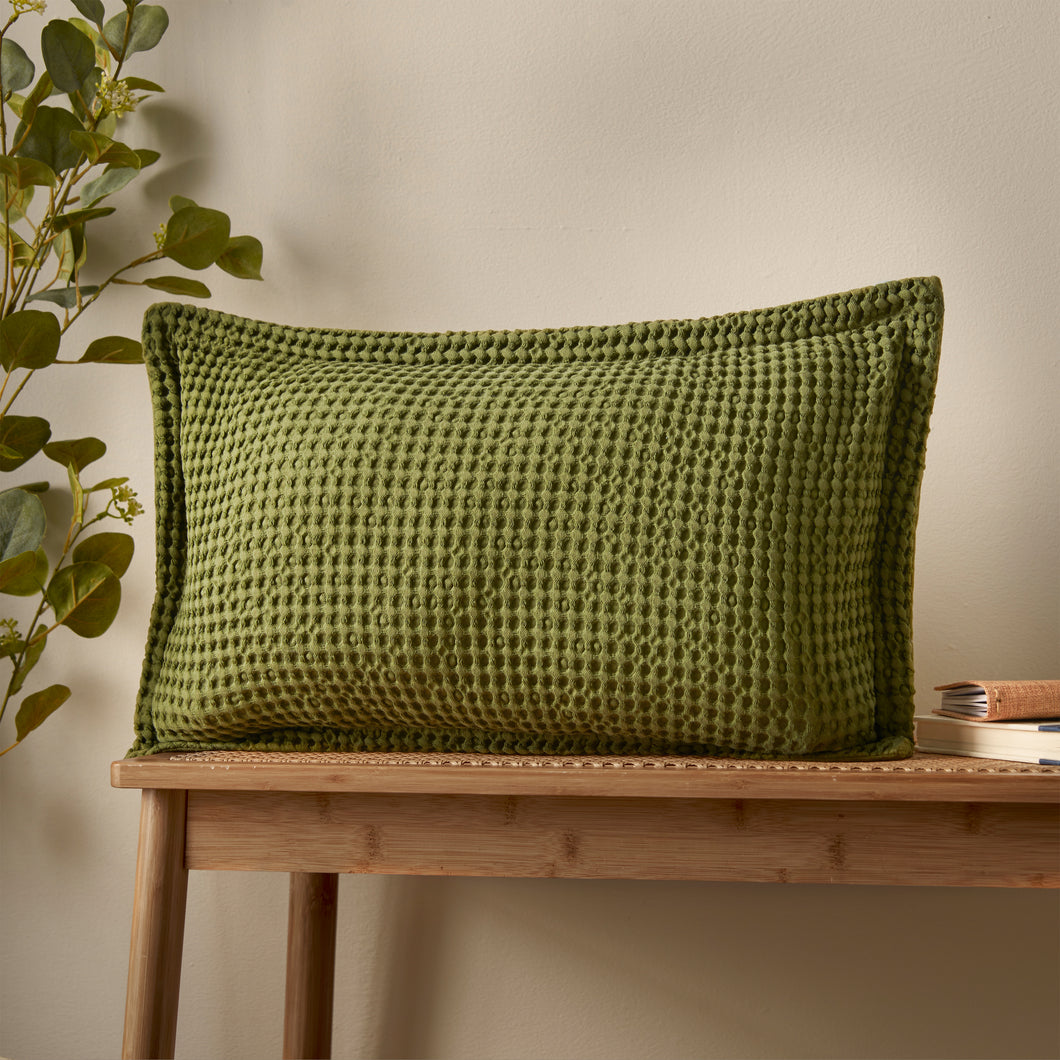 Jaipur Waffle Filled Bolster - Olive