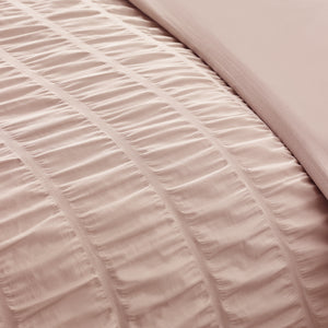 Seersucker Frill Duvet Set - Pink