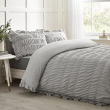 Load image into Gallery viewer, Seersucker Frill Duvet Set - Silver
