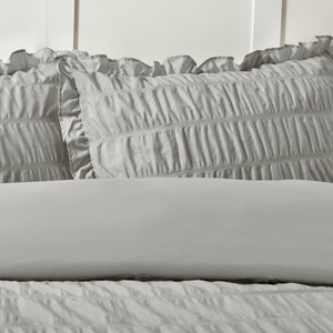 Seersucker Frill Duvet Set - Silver