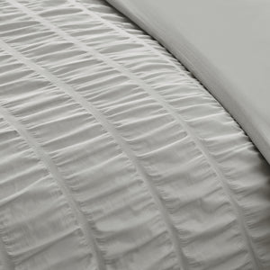 Seersucker Frill Duvet Set - Silver