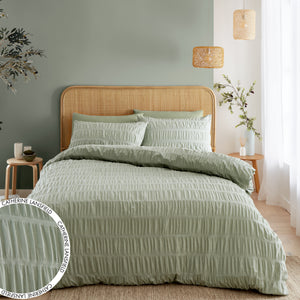 Seersucker Duvet Set - Sage Green