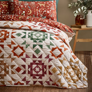Autumn Patchwork Bedspread - Natural