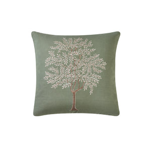 Woodland Trees Filled Cushion - Sage Green