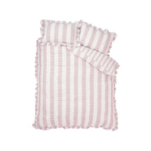 Load image into Gallery viewer, Seersucker Frill Stripe Duvet Set - Pink
