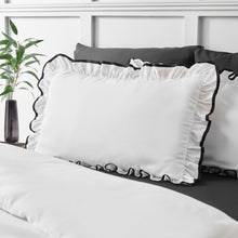 Load image into Gallery viewer, So Soft Mono Frill Duvet Set - Black/White
