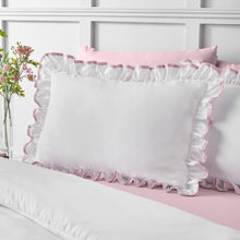 Load image into Gallery viewer, So Soft Mono Frill Duvet Set - Pink/White
