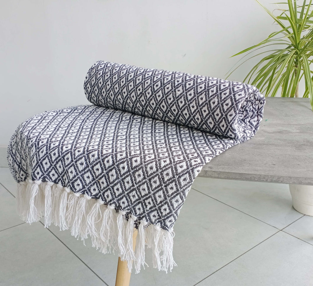 Eden Charcoal Tasselled Throw