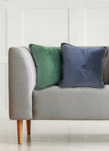 Load image into Gallery viewer, Reversible Piped Plush Velvet Cushion Covers Emerald/Navy
