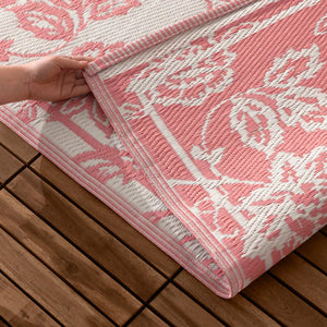 Anemone Woven Jacquard Outdoor Rug - Peach/Cream
