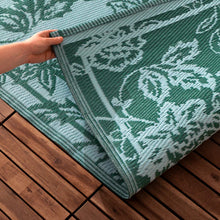 Load image into Gallery viewer, Anemone Woven Jacquard Outdoor Rug Teal/Mineral
