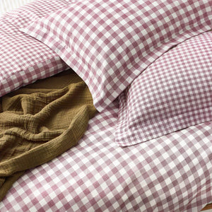 Barton Gingham Check Duvet Set - Berry