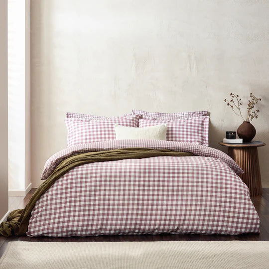 Barton Gingham Check Duvet Set - Berry