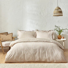 Load image into Gallery viewer, Barton Gingham Check Duvet Set - Biscuit
