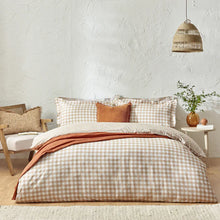 Load image into Gallery viewer, Barton Gingham Check Duvet Set - Biscuit
