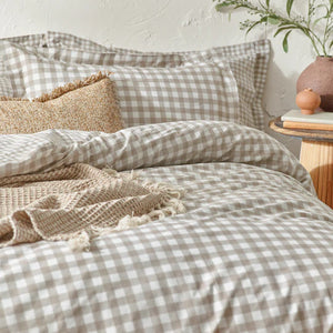 Barton Gingham Check Duvet Set - Natural