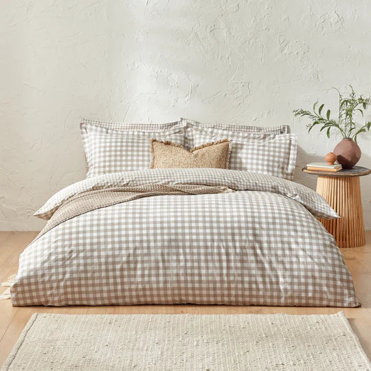 Barton Gingham Check Duvet Set - Natural