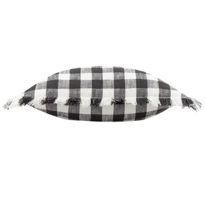 Barton Check Fringed Cushion - Black