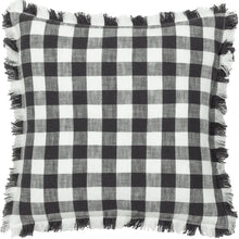 Load image into Gallery viewer, Barton Check Fringed Cushion - Black
