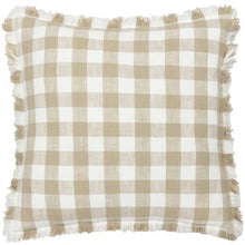 Load image into Gallery viewer, Barton Check Fringed Cushion - Natural
