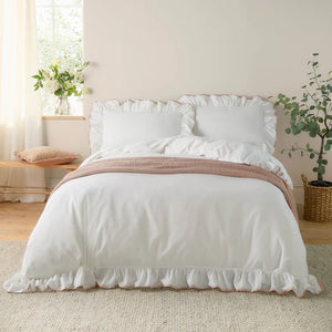 Blousey Cotton Ruffle Duvet Cover Set - Pink
