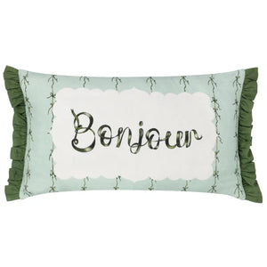 Bonjour Printed Bolster Filled Cushion Mint