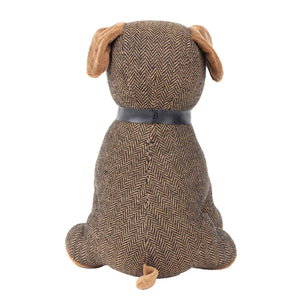Boston Herringbone Dog Door Stop Brown