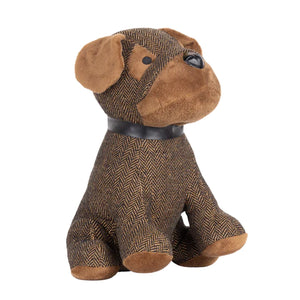 Boston Herringbone Dog Door Stop Brown