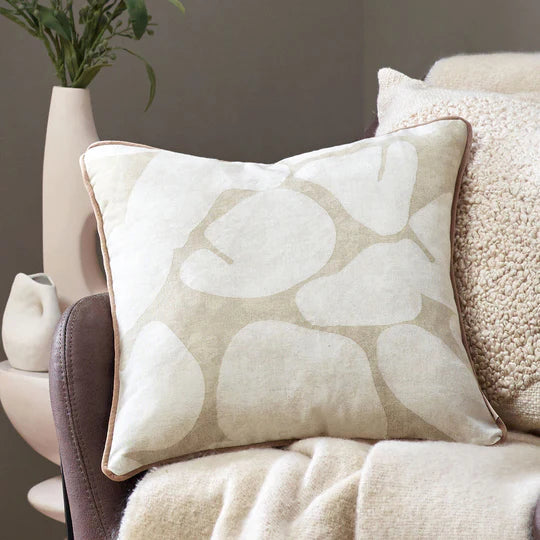 Brinn Abstract Piped Cushion Cover - Natural