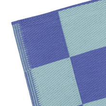 Load image into Gallery viewer, Checkerboard Outdoor 100% Recycled Rug Blue

