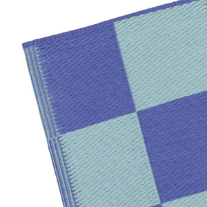 Checkerboard Outdoor 100% Recycled Rug Blue