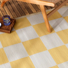 Load image into Gallery viewer, Checkerboard Outdoor 100% Recycled Rug Yellow
