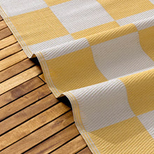 Load image into Gallery viewer, Checkerboard Outdoor 100% Recycled Rug Yellow
